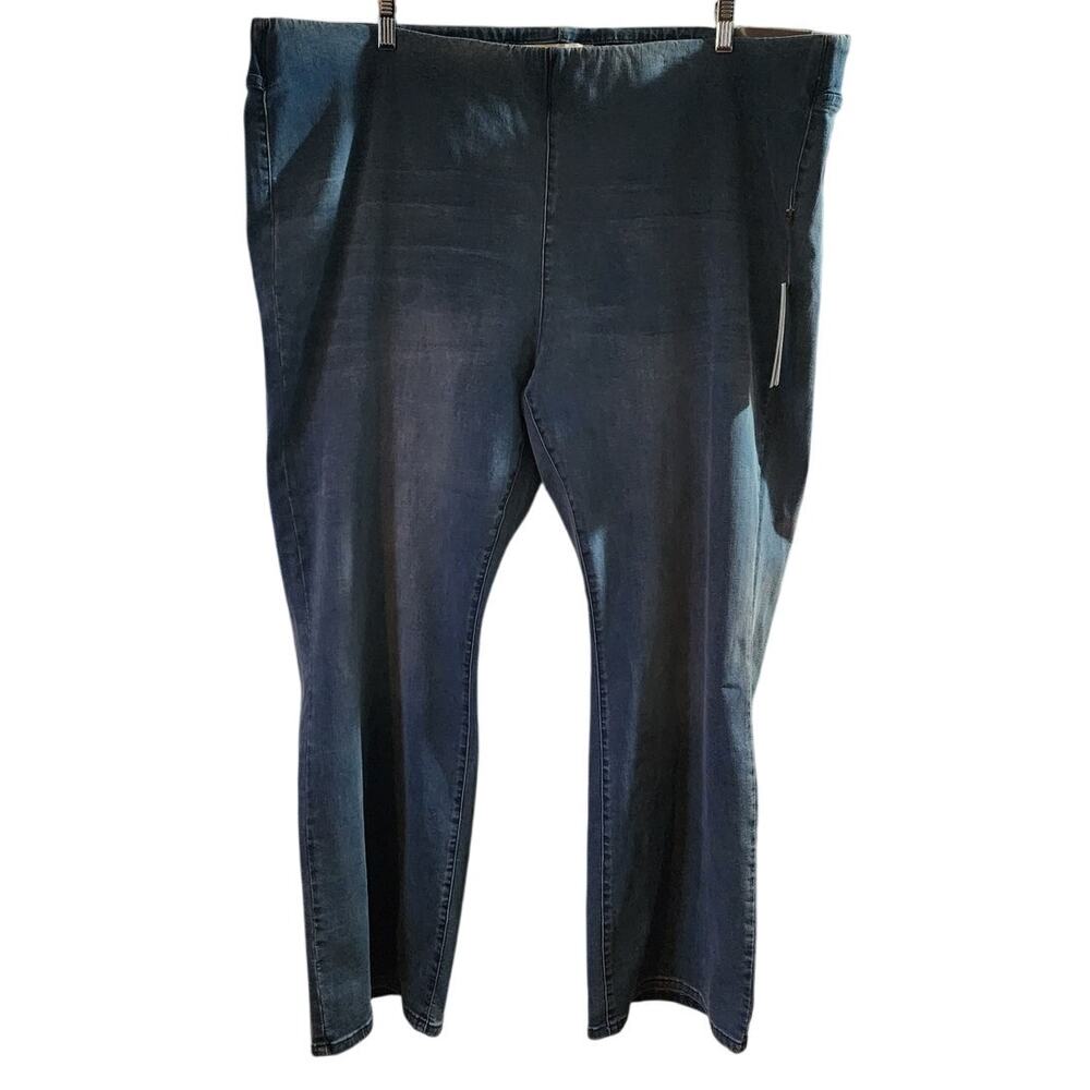 Soft Surroundings superemly soft pull on bootcut jeans silver lake wash Plus 3X